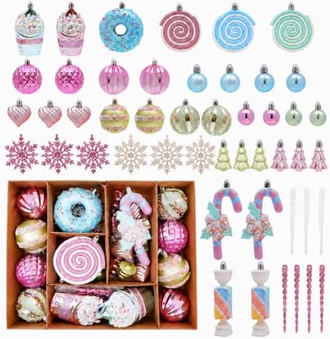 Macaron Christmas Ball Ornaments Set, Candyland Tree Decorations, 48 Pack by Fashlits