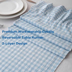 Light Blue White Plaid Gingham Ruffle Table Runner Cabinet Cover 13"x120" - Image 5
