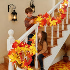 Fall Decorations for Home Large Maple Leaves 9Ft Plug in Fall Lights with 50 Orange Bulbs UL Certified Connectable Fall Decor Garland for Indoor Outdoor Halloween Thanksgiving Harvest Decorations - Image 3