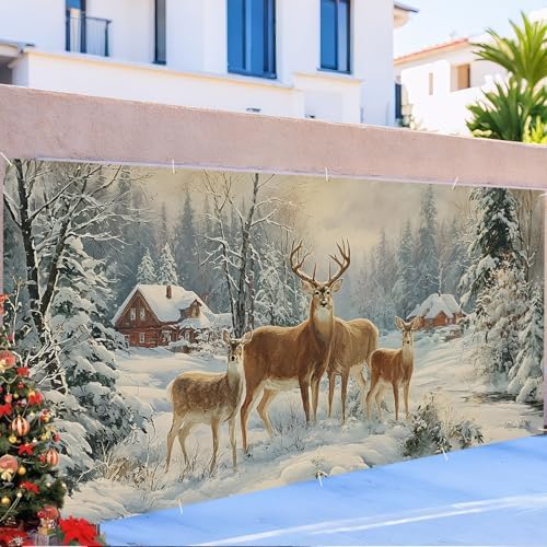 Christmas Garage Door Banner 7x16FT, Winter Reindeer Family Garage Door Cover, Large Outdoor Xmas Decoration for Garage Doors, Garden Fence & Holiday Parties - Image 6