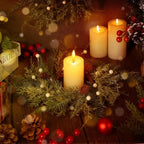 24 PCS Christmas Wreath Candle Rings Mini Wreath Pine Garland Artificial Frosted Cedar and Pine Cone Candle Rings Holder for Christmas Wedding Home Table Centerpiece Door Window Chair Wall - Image 2