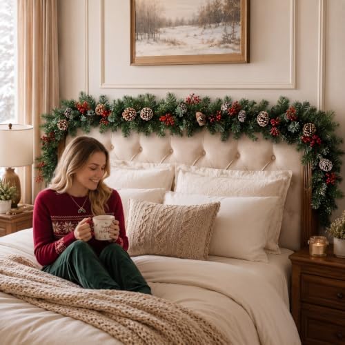 Xmas Headboard Pine Cones Garland Decorations, 5.9ft - Image 7