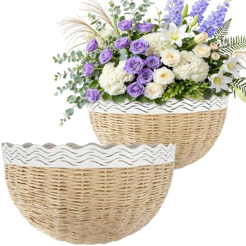 Scalloped Wall Baskets - 2 Pcs Boho Hanging Wall Basket Decor by Unknown