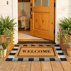 Homydecor Buffalo Plaid Rug and Coir Welcome Doormat Set for Front Porch by Homydecor