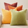 Topfinel Fall Burnt Orange Decorative Throw Pillows Covers 24x24 Inch Set of 4,Yellow Green Gradient Series Corduroy Striped Square Pillow Case,Western Modern Cushion Cover for Couch Sofa Bedroom by Topfinel