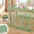 3 Pack Sage Green Floral Pearl Tulle Tablecloths 10ft Sheer Table Overlays by LuoluoHouse