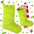 Fourluoo 2 Pcs 41 Inch Jumbo Christmas Stocking Personalized Green Christmas Stockings Large Hanging Faux Fur Treat Bag Candy Pouch Xmas Giant Gift Holder for Xmas Tree Decor by Fourluoo