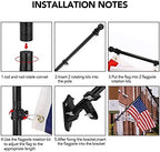 Yeesun 6FT Flag Pole for Outside House with 3 x 5 FT Flag, Bracket, Black - Image 6