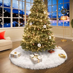 iMucci 72inch Thick Wool Fur Tree Skirt Snowy White Plush Velvet Wool-Like Chirstmas Tree Skirt Holiday Party Decoration (72inch/4.63LB) - Image 6
