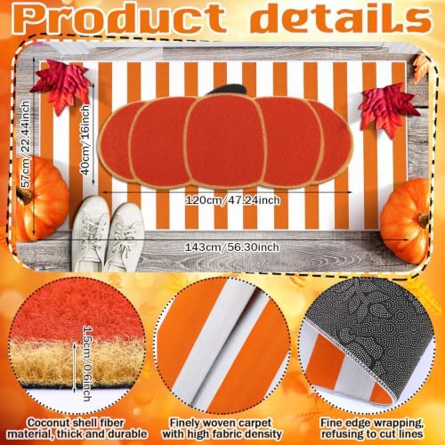 Moucuny 2 Pcs Long Fall Welcome Door Mat Outdoor, Non Slip Backing - Image 2