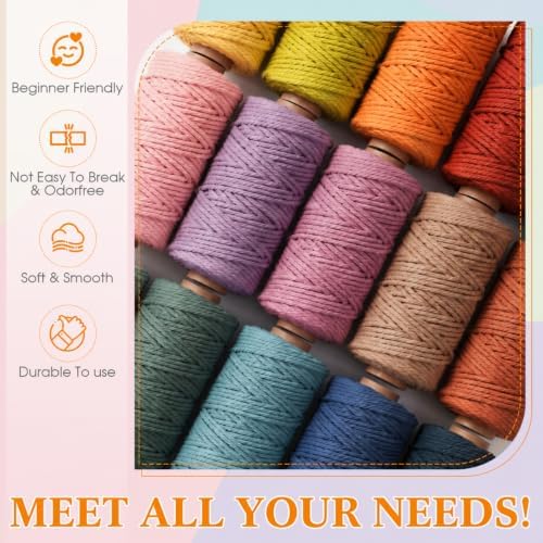 Timgle 20 Rolls Macrame Cord 5 mm x 438 Yards Cotton Rope(Macaron Colors) - Image 4