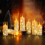 Flameless LED Candles with Timer 24 Pc Flickering Flameless Candles for Romantic Ambiance and Home Decoration Stable Acrylic Shell,with Embedded Star String，Battery Operated Candles（White） - Image 6