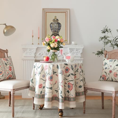 ISAENNE Designer French Round Elegant Tablecloth,Diameter 55" - Image 2