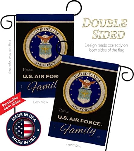 Air Force Proudly Family Burlap Garden Flag - Set Wall Hanger Armed Forces USAF United State American Military Veteran Retire Official - House Banner Small Yard Gift Double-Sided 13 X 18.5 - Image 3