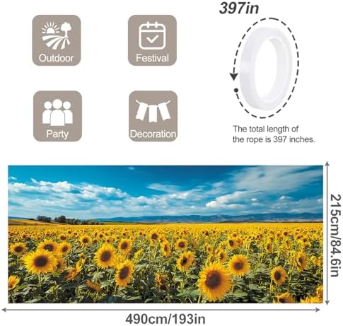 7 * 16FT Summer Garage Door Cover Decorations Sunset Palm Trees Garage Door Banner for Outdoor Indoor Summer Party Photography Backdrop (sunflower, 7 * 16 ft) - Image 2