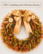 DDHS 24" Fall Wreath for Front Door，Artificial Boxwood Autumn Wreath - Image 5