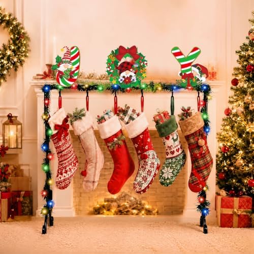 Treela Christmas Stocking Holder Stand for Floor Metal 6 Hook,Candy Joy - Image 5