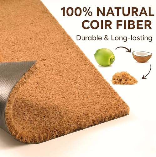 Welcome Pumpkin Coir Doormat 17"x30", Fall Outdoor Front Door Mat with Cute Pumpkin Design, PVC Non Slip Backing, Natural Coconut Coir Door Mat for Porch Entryway Halloween Thanksgiving Decor - Image 6