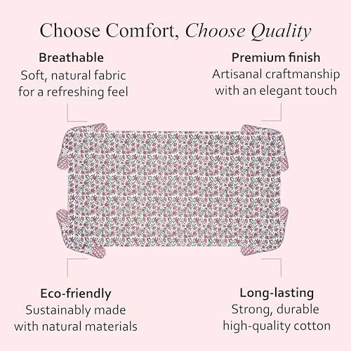 CPC Tablecloth 100% Cotton 72x140 Inch Indian Block Print Rectangle Table Cover, Red Table Cloth for Weddings, Spring/Summer, Barbeque - Red Garnet - Image 6