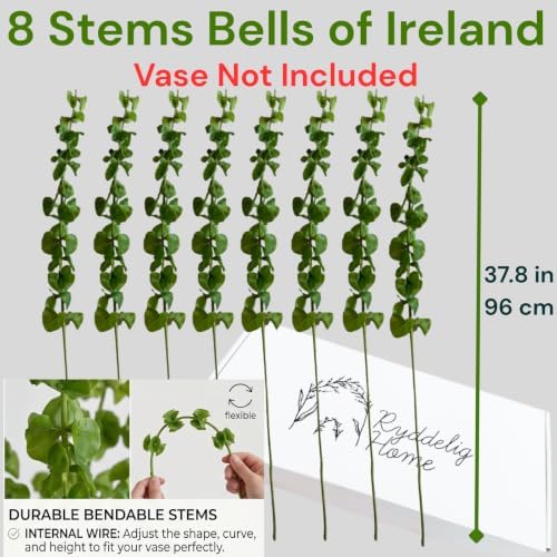 Bells of Ireland Artificial Flowers, 8 Long Stems, 37.8 Inches Tall, Green - Image 5