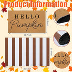 Tinideya 2 Pcs Hello Pumpkin Doormat Set, Brown White - Image 2