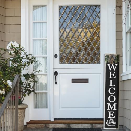 Welcome Sign for Front Porch, 45"×9" Welcome to Our Home Sign Strength Durability, Outdoor Welcome Sign Wooden Frame Weight Light for Farmhouse Wall Hanging Decoration (White) - Image 4