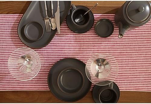 Solino Home 100% Pure Linen Table Runner, 14 x 132 in, Red and White Stripe - Image 4