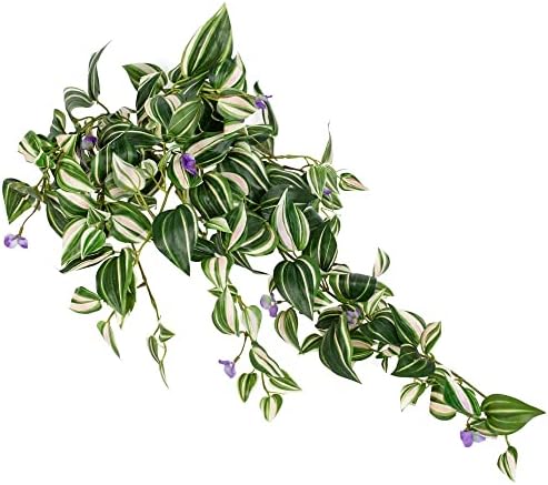Factory Direct Craft Artificial Wandering Jew Bush with Blooms A Fake Vine Houseplant that Requires No Care (Size: 26" L) - Image 5