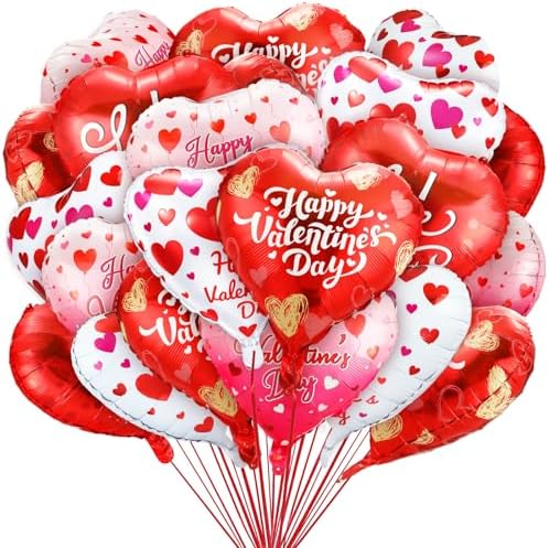 FairySandy 100 Pcs Valentine's Day Heart Foil Balloons Valentine's Day Decorations 18 Inch Valentines Love Balloon Party Decorations for Wedding Baby Shower Birthday Decor Multicolor by FairySandy