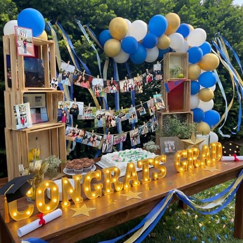 Honoson 14 Pcs Congrats Grad Lights up Sign with 2 Cap Lights Party - Image 5