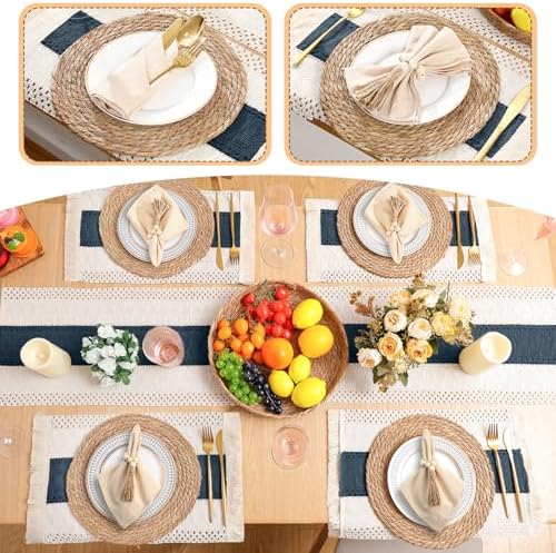 6 Sets Dining Table Decoration Boho Placemat, Blue, 12x72 - Image 5
