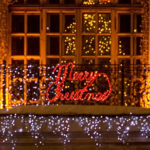 LAMPHOME Large 24"x13.5" 180 LED Merry Christmas Neon Motif Super-Bright Red LEDs Outdoor Christmas Decoration with UL Standard Adaptor Waterproof for Outdoor Home Party Wall Hanging Holiday - Image 6