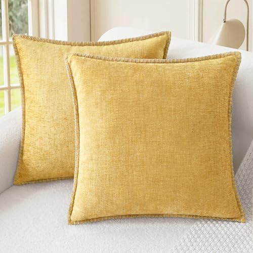 CaliTime Decorative Couch Throw Pillow Covers 22 X 22 Inches Gold by CaliTime