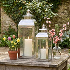 JHY DESIGN Set of 2 Stainless Steel Decorative Candle Lanterns 20.5"&15" High Metal Candle Lanterns for Indoor Outdoor Events Parities Weddings Vintage Style Hanging Lantern - Image 5