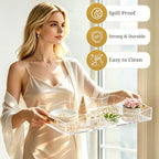 SXNOWS 12"x16" Clear Acrylic Serving Tray with Gold Handles - Image 3