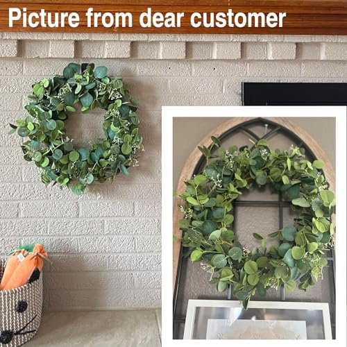 HomeKaren Eucalyptus Wreaths for Front Door 22", Handmade Green Leaves Wreath for Summer, Spring and All Seasons, Greenery Floral Wreath for Wall and Outside - Image 4