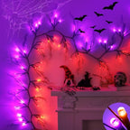 9 FT 72 LED Willow Vine Twig Decor Black Halloween Garland with Orange Purple Lights, Timer 8 Modes Waterproof Battery Operated Indoor Halloween Decorations for Wall Fireplace Mantle Home Office Decor by Envotek