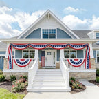 1Pcs 20 Ft Patriotic Bunting with 250 Stars, Red White Blue American Flag Banner for 4th of July, Independence Day, Memorial Day, Outdoor Indoor Door Porch Garden Decorations - Image 2
