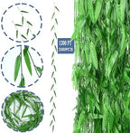 200 Strands 1200FT Fake Ivy Leaves Artificial Ivy Greenery Garland Faux Willow Vines Silk Hanging Plants Home Aesthetic Jungle Party Vines for Bedroom Wedding Patio Garden Wall Room - Image 4