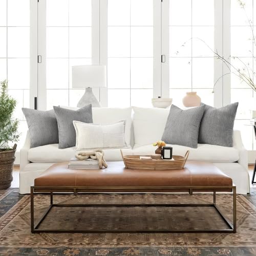 Topfinel Decorative Throw Pillow Covers Cushion Cases, Set of 4 Soft Velvet Modern Double-Sided Designs, Mix and Match for Home Decor, Pillow Inserts Not Included (12x12 inch, Grey) - Image 5