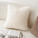 Foindtower Decorative Fuzzy Faux Fur Throw Pillow Covers 24x24 Inch White - Image 4