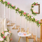 Livole 4Pcs 26 Ft Artificial Flower Garland with Light Hanging Fake Vine - Image 4