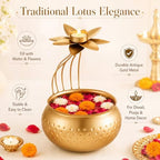 LemonRoad Diwali Urli Bowl with Lotus Tealight Candle Holder 10 Inch - Image 3