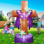 8 Ft Easter Inflatable Cross Outdoor Decoration, Blow Up He is Risen Yard Decorations with Built-in LED Lights Easter Party Decor Yard Garden Lawn Indoor Outdoor Home - Image 5