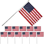Bradford Small American Flags on Stick 12 Pcs 8x12 inch for Yard Lawn Decorations, Heavy Duty Mini Hand Held Handheld US USA Flags with Stakes Pole for 4th of July Planter Garden Outside by Bradford