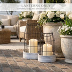 Rustic Farmhouse Lantern Decor Set of 2 - Stylish Decorative Lanterns - Image 3