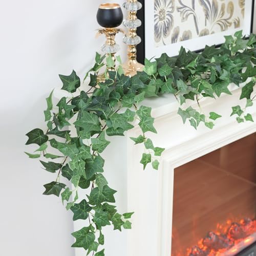 mizii 5 Pack 395" Artificial Vines Ivy Garland Fake Vine Realistic Silk Green Leaves Faux Hanging Plants Greenery Decoration for Outdoors Wedding Arch Party Indoor Mantle Bedroom Home Decor - Image 3