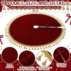 Roowest 48 Inch Burgundy Christmas Tree Skirt Velvet, Round - Image 2