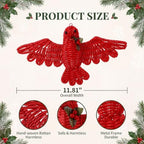 Pinkunn 3 Pcs Christmas Cardinal Ornaments, Red Wicker Bird Decorations - Image 3