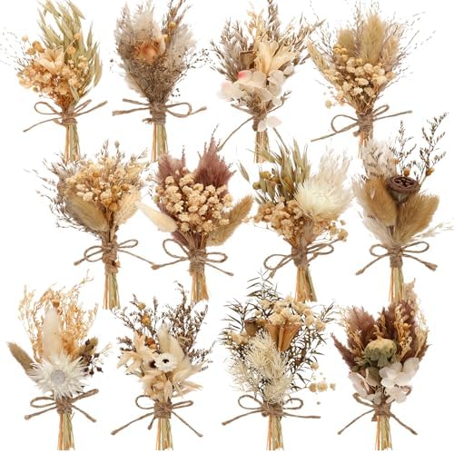 Layhit 12 Pcs Mini Dried Flower Bouquet Boho for Wedding,Rustic by ShungLan